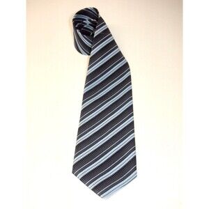 A XIONG Men’s Necktie Tie Neckwear Blue Strips RARE TIE 3 7/8" x  53" Short Tie